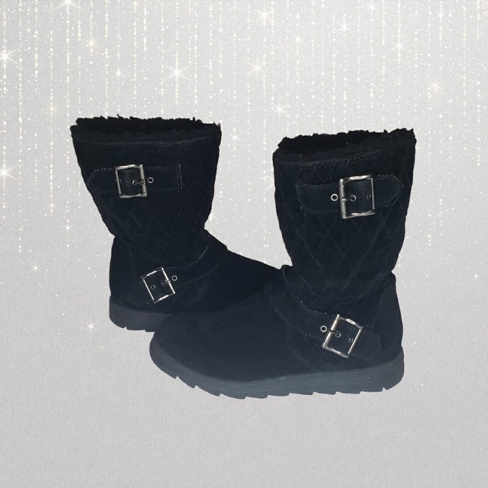 Arizona Black Boots Silver Buckle Boots Size 6M Medium